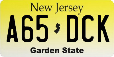 NJ license plate A65DCK