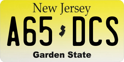 NJ license plate A65DCS