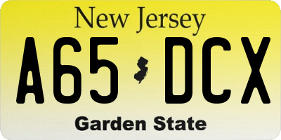NJ license plate A65DCX
