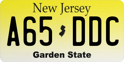 NJ license plate A65DDC