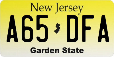 NJ license plate A65DFA