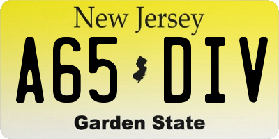 NJ license plate A65DIV