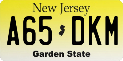 NJ license plate A65DKM
