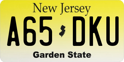 NJ license plate A65DKU