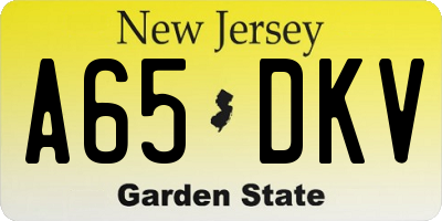 NJ license plate A65DKV