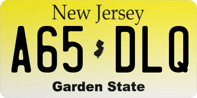 NJ license plate A65DLQ
