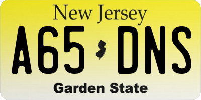 NJ license plate A65DNS