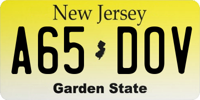 NJ license plate A65DOV