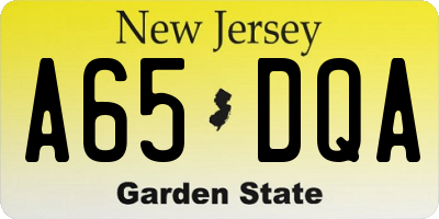 NJ license plate A65DQA