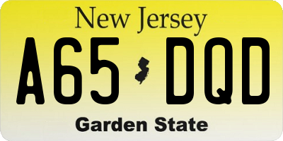 NJ license plate A65DQD