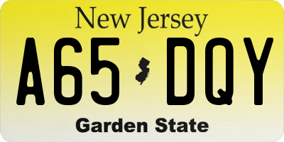 NJ license plate A65DQY