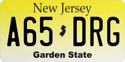 NJ license plate A65DRG