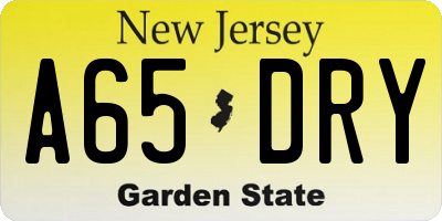 NJ license plate A65DRY