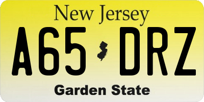 NJ license plate A65DRZ