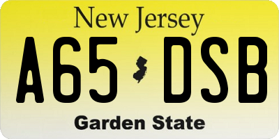 NJ license plate A65DSB