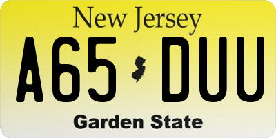 NJ license plate A65DUU