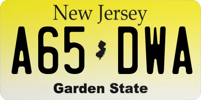 NJ license plate A65DWA