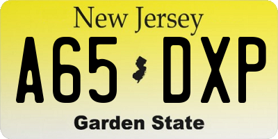 NJ license plate A65DXP
