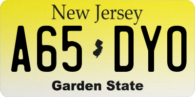 NJ license plate A65DYO