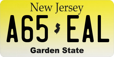 NJ license plate A65EAL