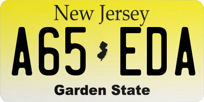 NJ license plate A65EDA