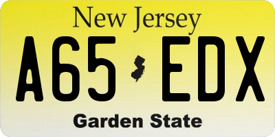 NJ license plate A65EDX