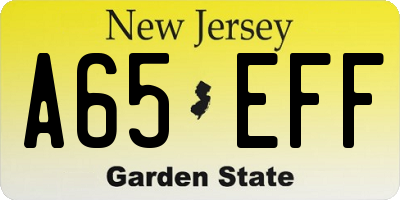 NJ license plate A65EFF