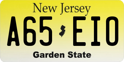 NJ license plate A65EIO