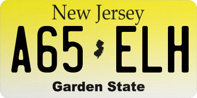 NJ license plate A65ELH