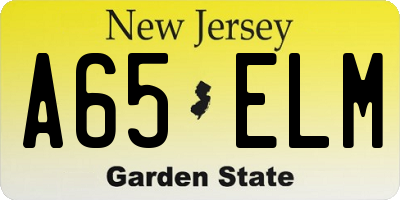 NJ license plate A65ELM