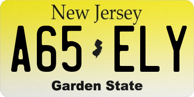 NJ license plate A65ELY