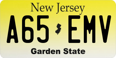 NJ license plate A65EMV