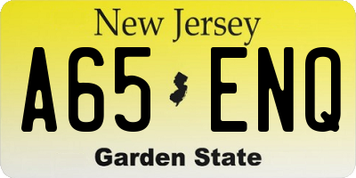 NJ license plate A65ENQ
