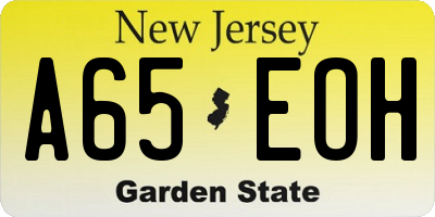 NJ license plate A65EOH