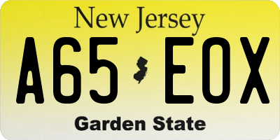 NJ license plate A65EOX