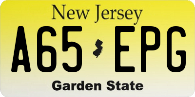 NJ license plate A65EPG