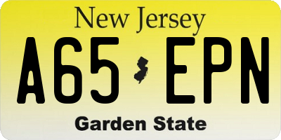 NJ license plate A65EPN