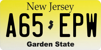 NJ license plate A65EPW