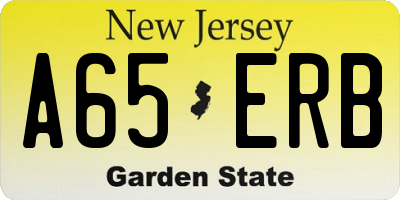 NJ license plate A65ERB