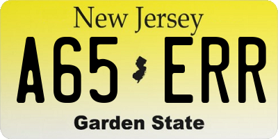 NJ license plate A65ERR