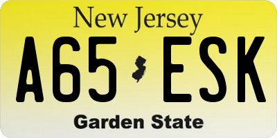 NJ license plate A65ESK