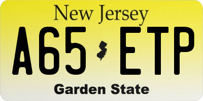 NJ license plate A65ETP