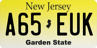 NJ license plate A65EUK