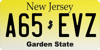 NJ license plate A65EVZ