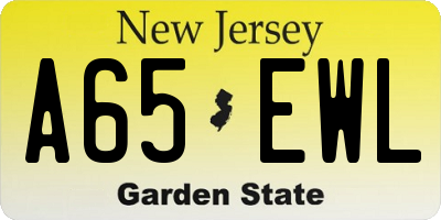 NJ license plate A65EWL