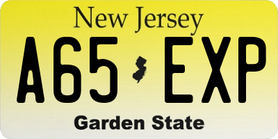 NJ license plate A65EXP
