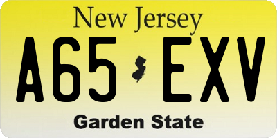 NJ license plate A65EXV