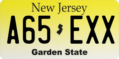 NJ license plate A65EXX