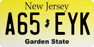 NJ license plate A65EYK