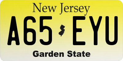 NJ license plate A65EYU